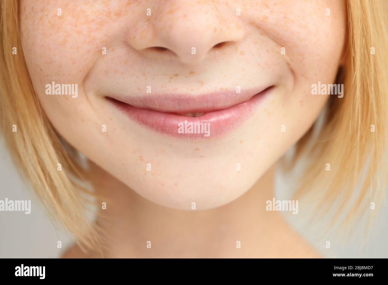 Closeup of beautiful girl's lips Stock Photo