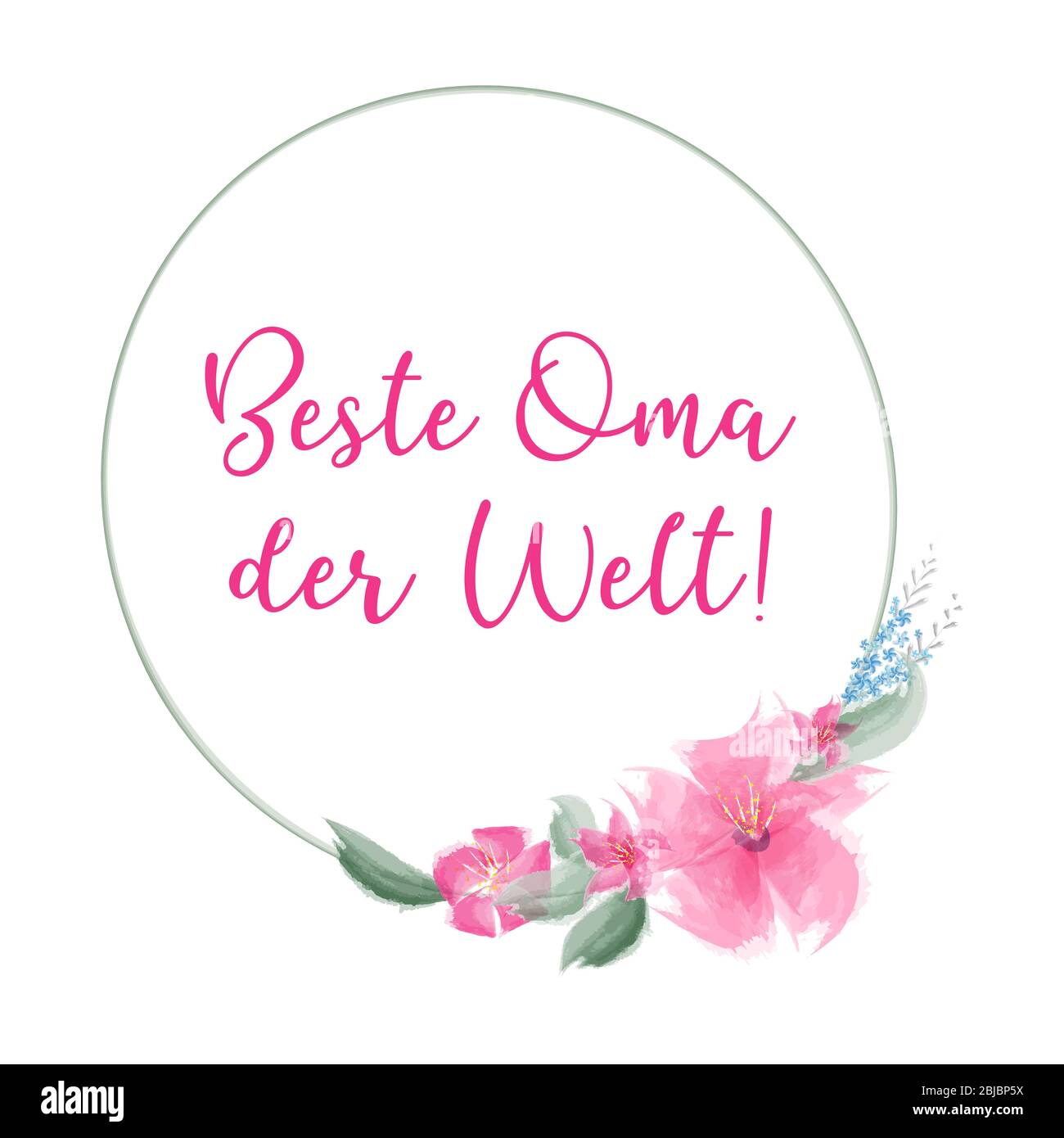 Hand sketched 'Beste Oma der Welt' quote in German. Translated Best Grandma in the World. Drawn Lettering for postcard, invitation, poster, sticker Stock Vector