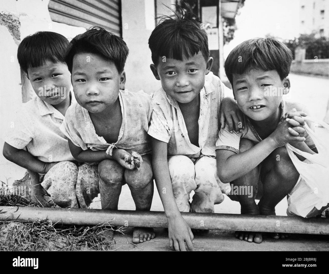Hong Kong October 1986 Village children in Ping Yeung. The picture is is part of a collection of photographs taken in Hong Kong between September and November, 1986. They represent a snapshot of Daily Life in the Crown Colony eleven years before sovereignty was transferred back to mainland China. Photograph by Howard Walker / Alamy. Stock Photo