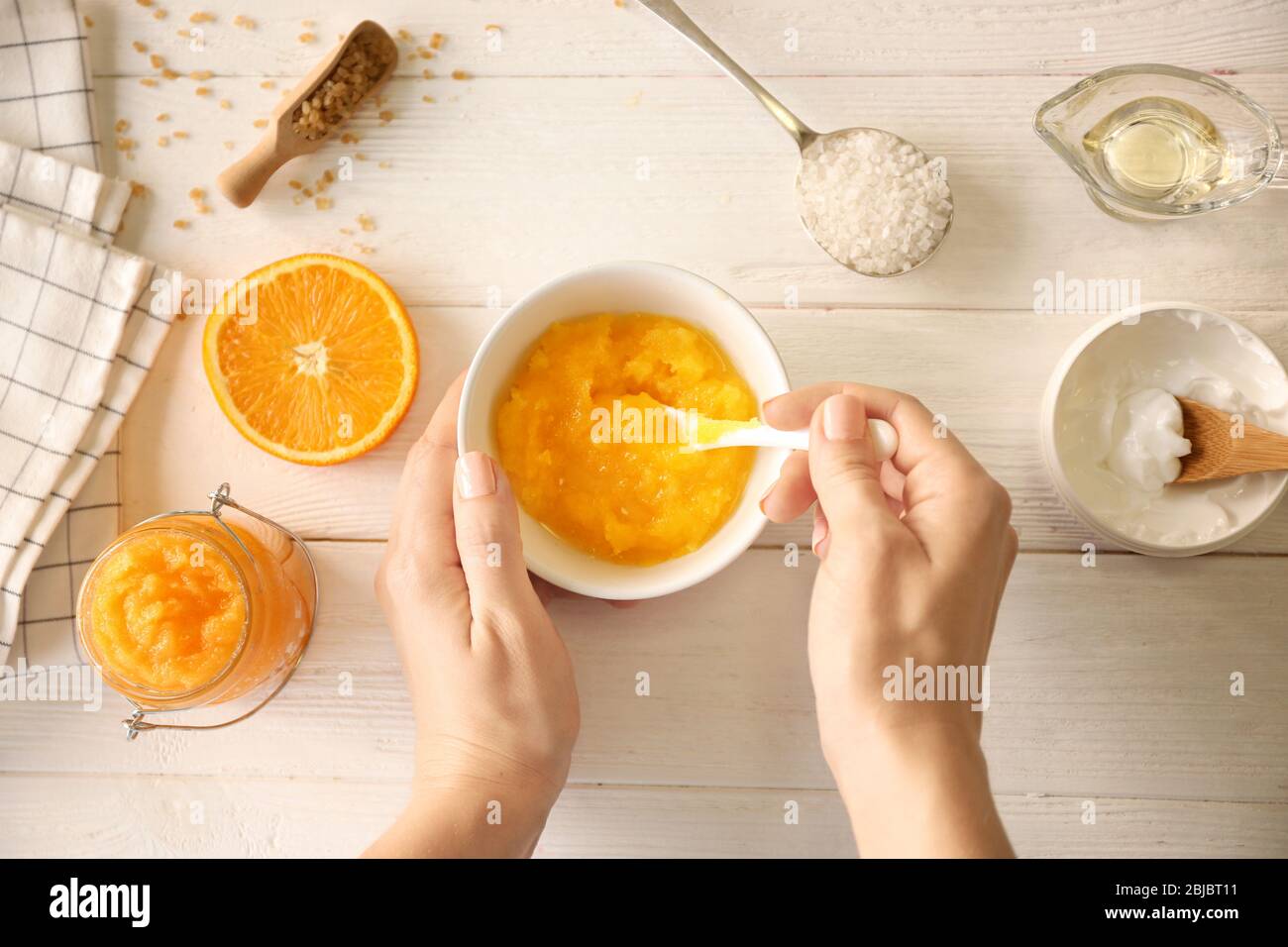 Woman sea salt scrub hi-res stock photography and images - Alamy