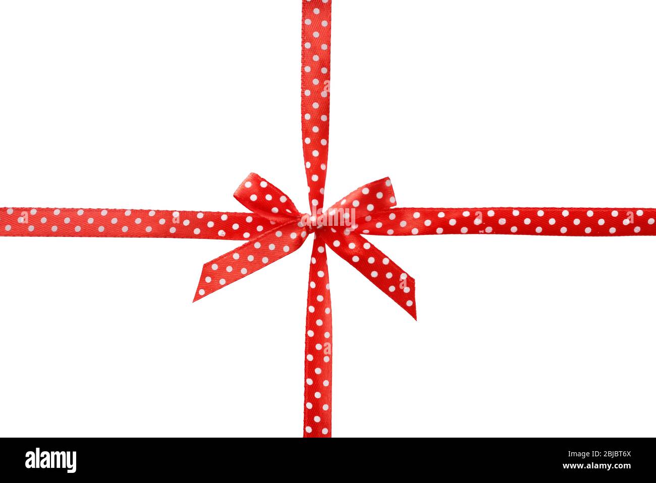 Beautiful red ribbon with bow on white background Stock Photo - Alamy