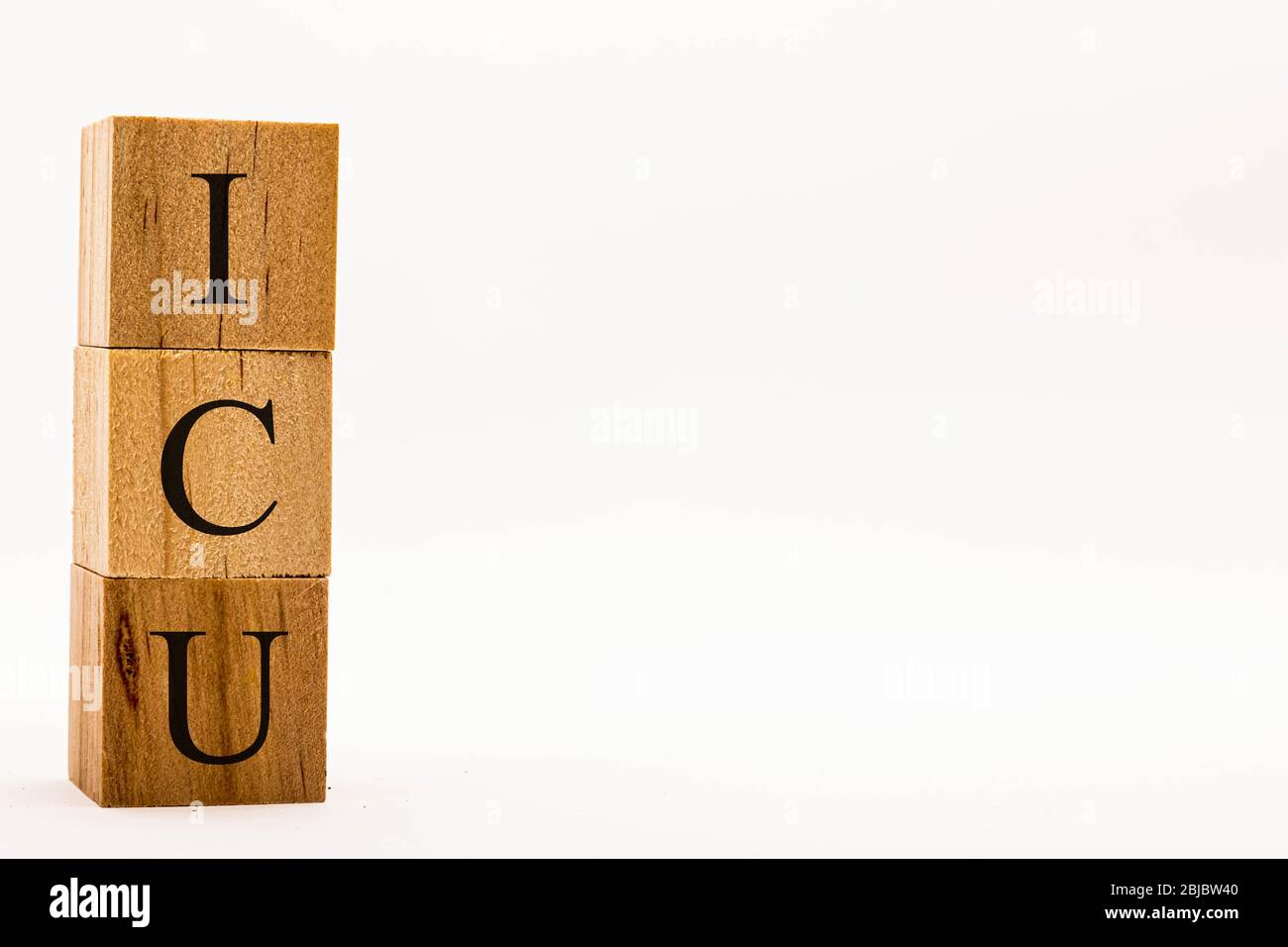 Icu Blocks Coronavirus concept showing wooden blocks on a white background reading ...