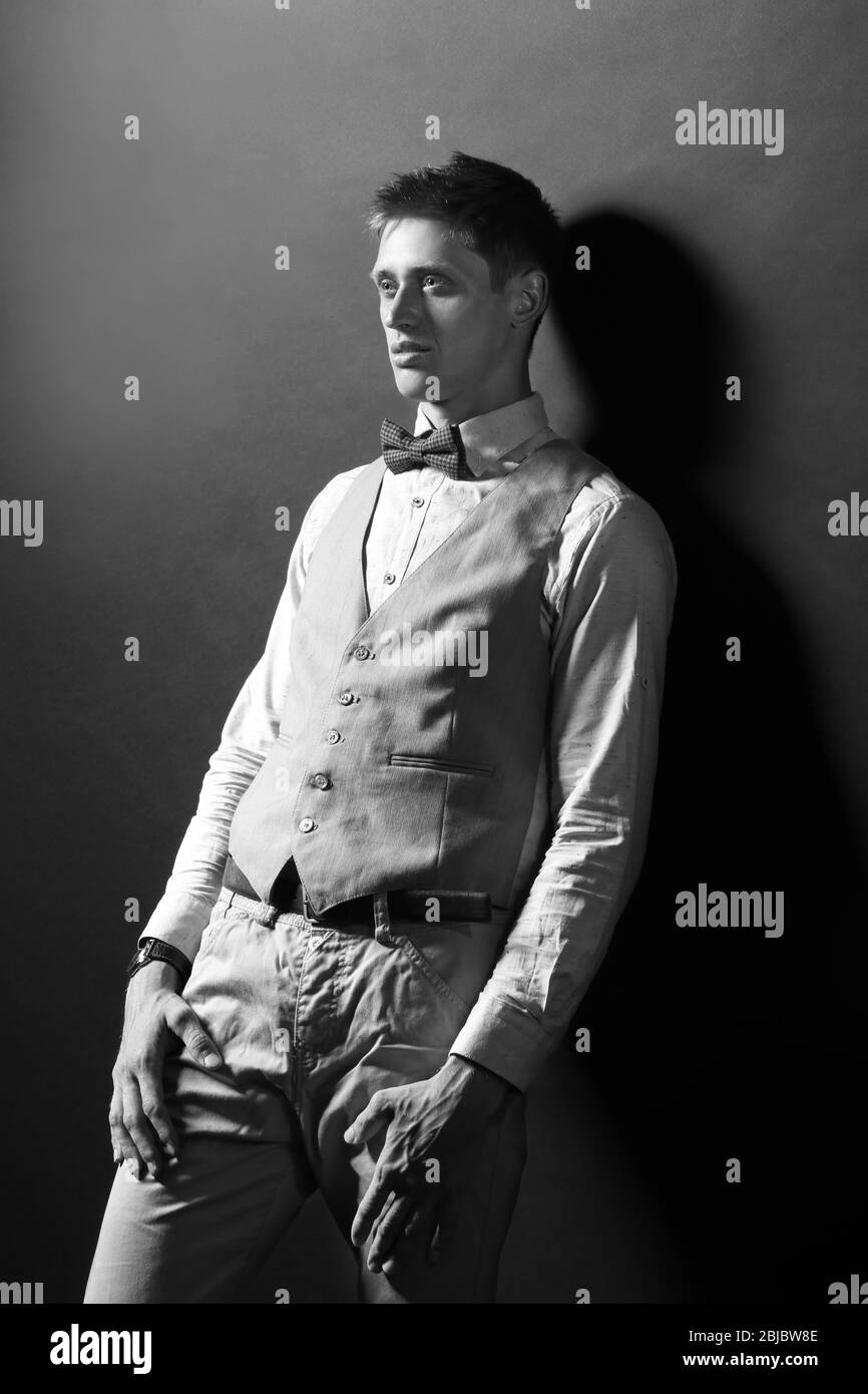 Black and white photo of elegant man Stock Photo - Alamy