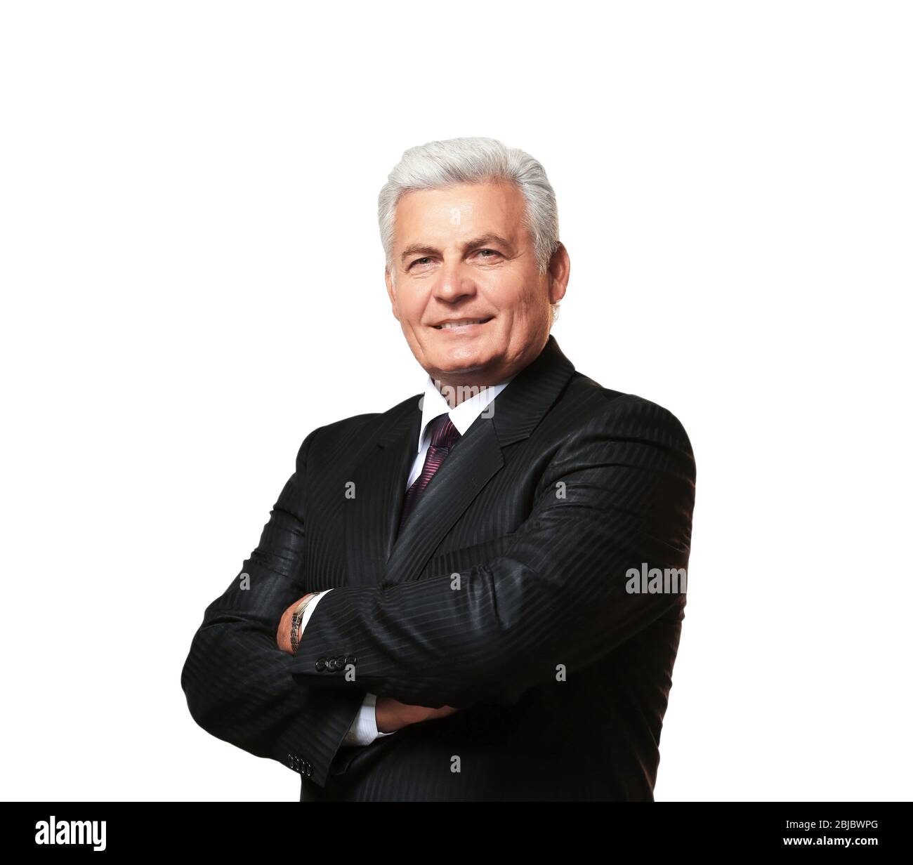 Portrait of successful mature businessman on light background Stock ...