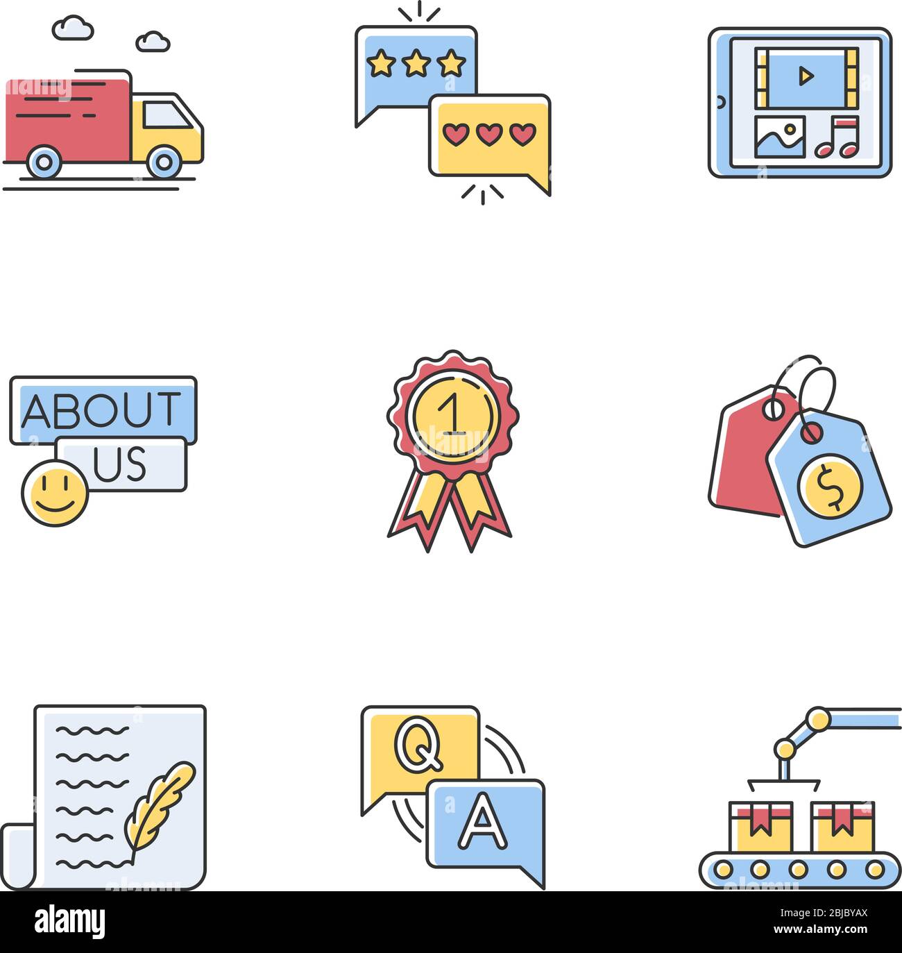 Social media presence RGB color icons set Stock Vector Image & Art Alamy