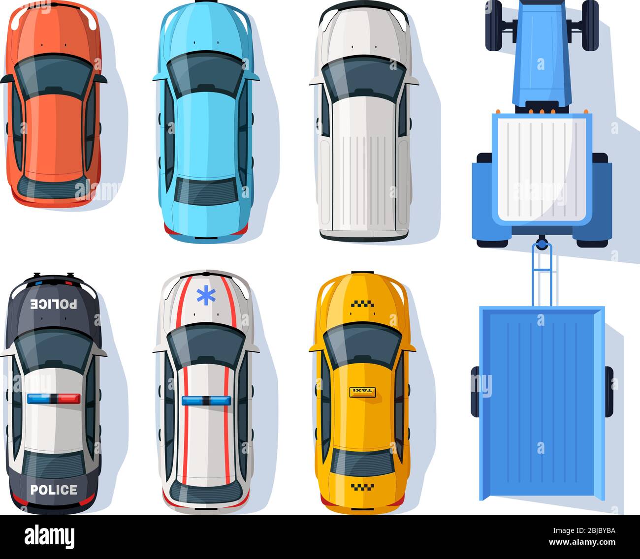 Transport means semi flat RGB color vector illustrations set Stock ...