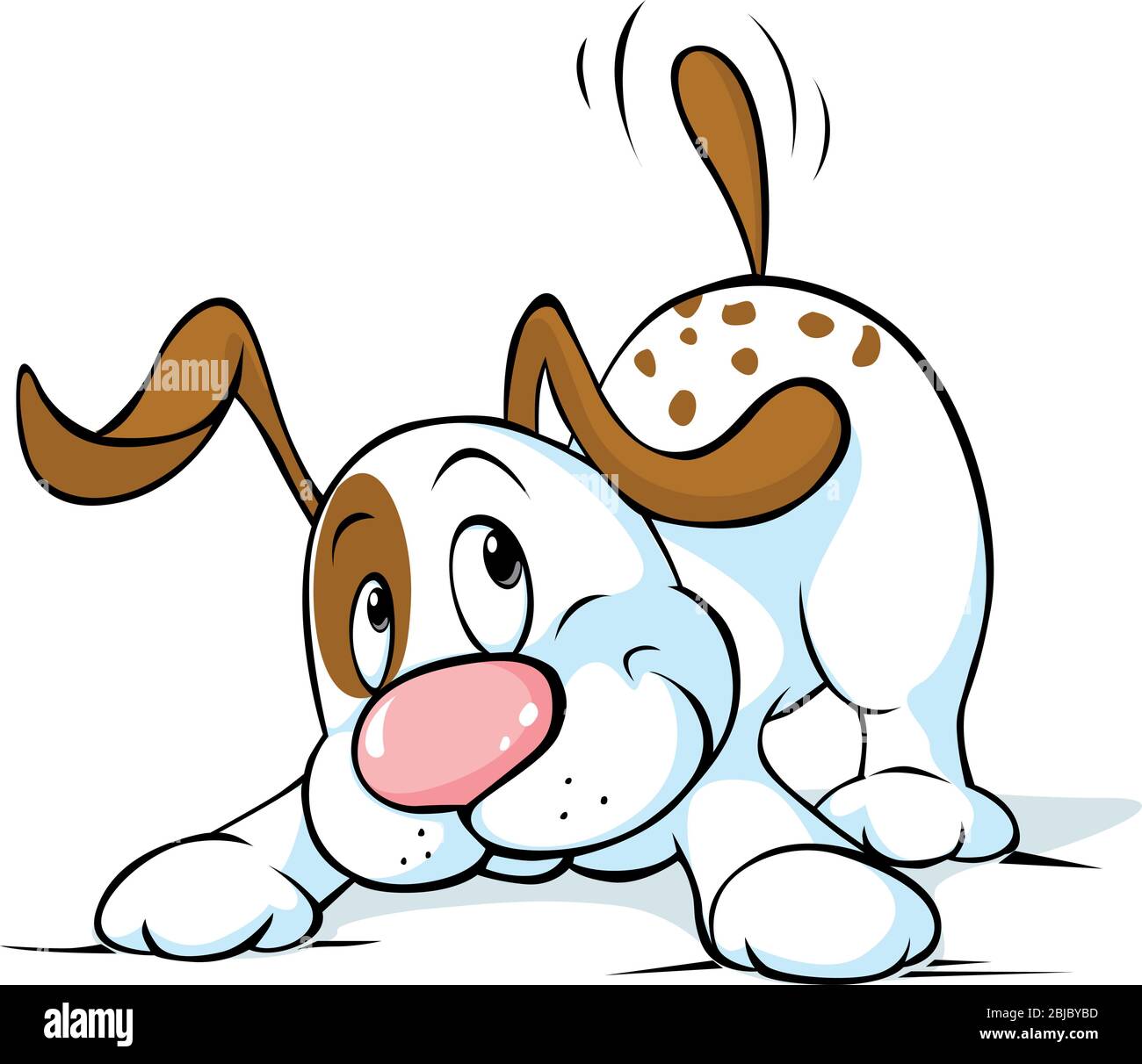 Cute dog wags his tail and wants to play - vector illustration Stock Vector