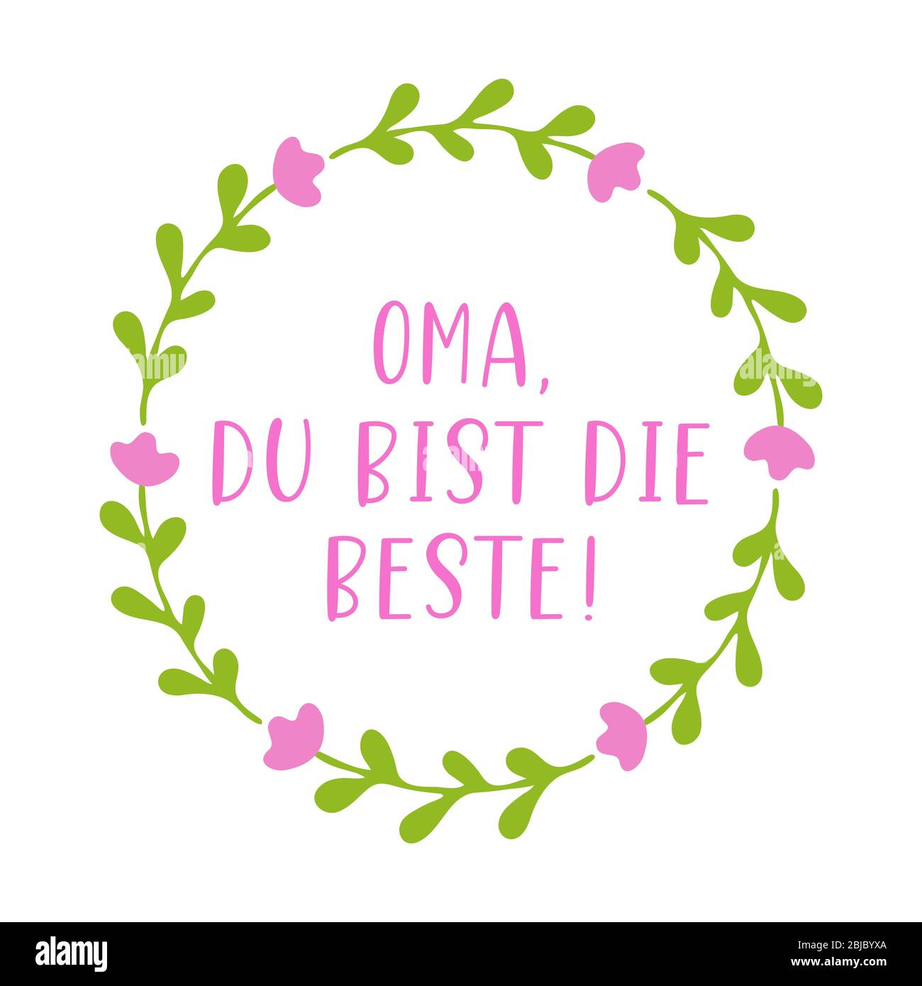 Hand sketched Oma, du bist die beste quote in German. Translated Grandma, you are the best. Drawn Lettering for postcard, invitation, poster, sticker Stock Vector