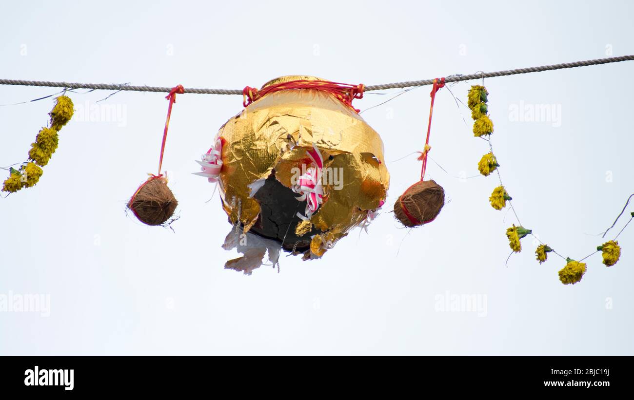 Dahi Hundie, Janmashtami Gokul Ashtami Govinda Festival, , India Stock Photo