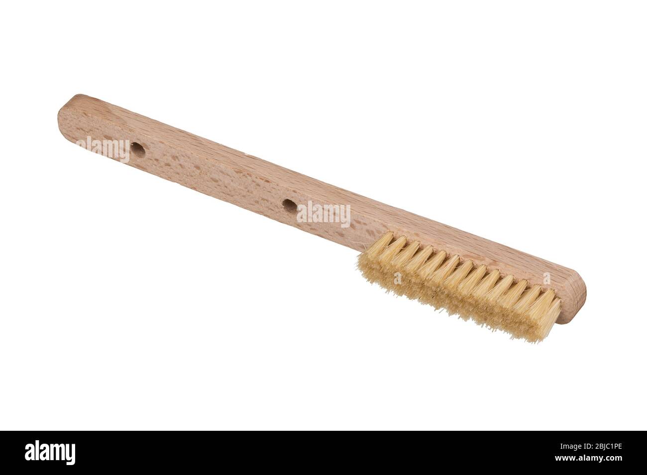 Rock climbing bouldering boulder cleaning brush. Wooden brush isolated on white background Stock Photo