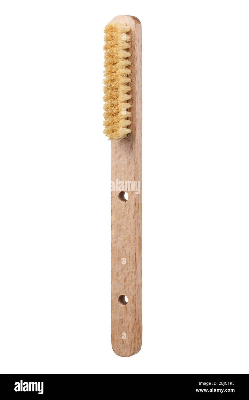 Climbing wooden cleaning brush isolated on white background Stock Photo ...