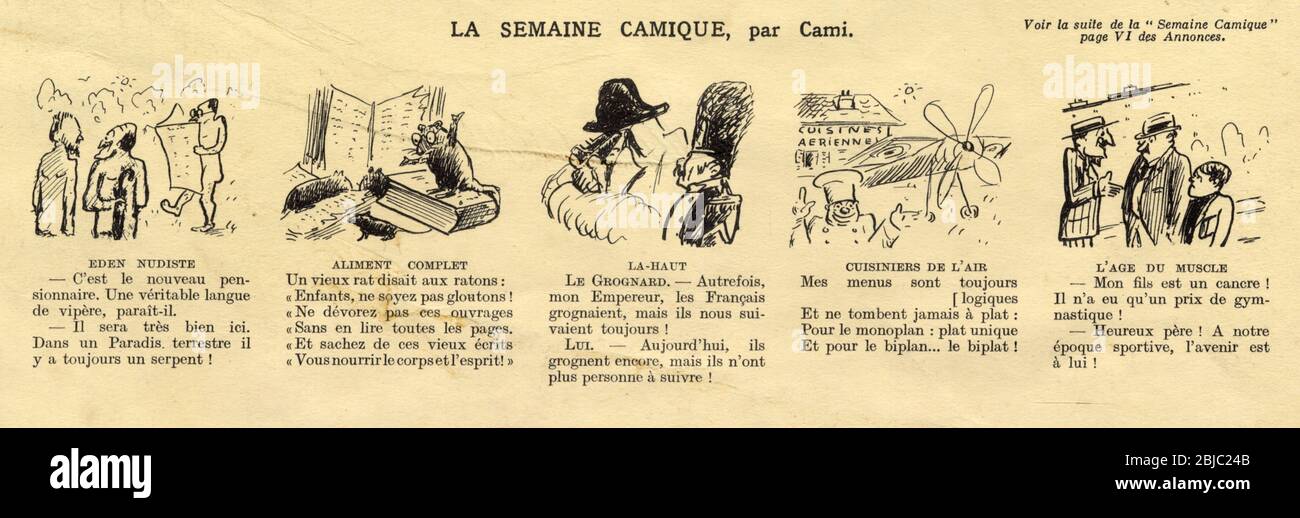 Histoires drôles anciennes. La semaine camique, par Cami. 17 juillet 1937 Stock Photo