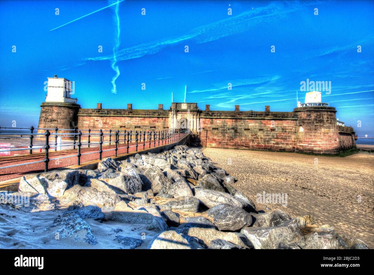 Town of Wallasey, England. Artistic view of Fort Perch Rock located at