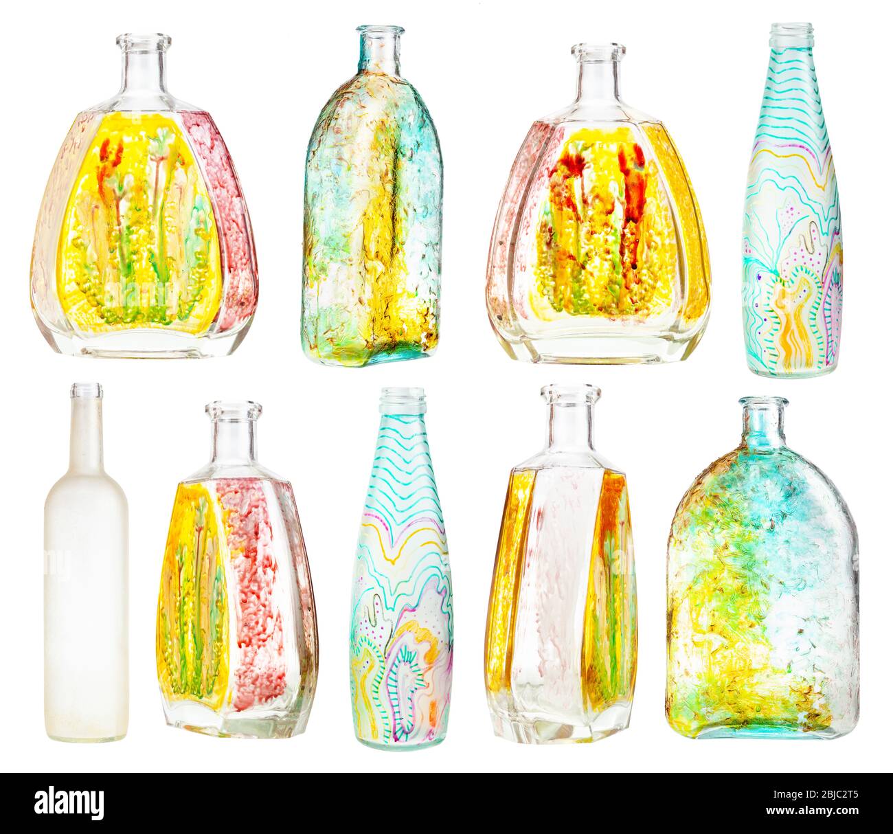 Glass Sculptures & Figurines Glass Art Hand painted bottle with lights