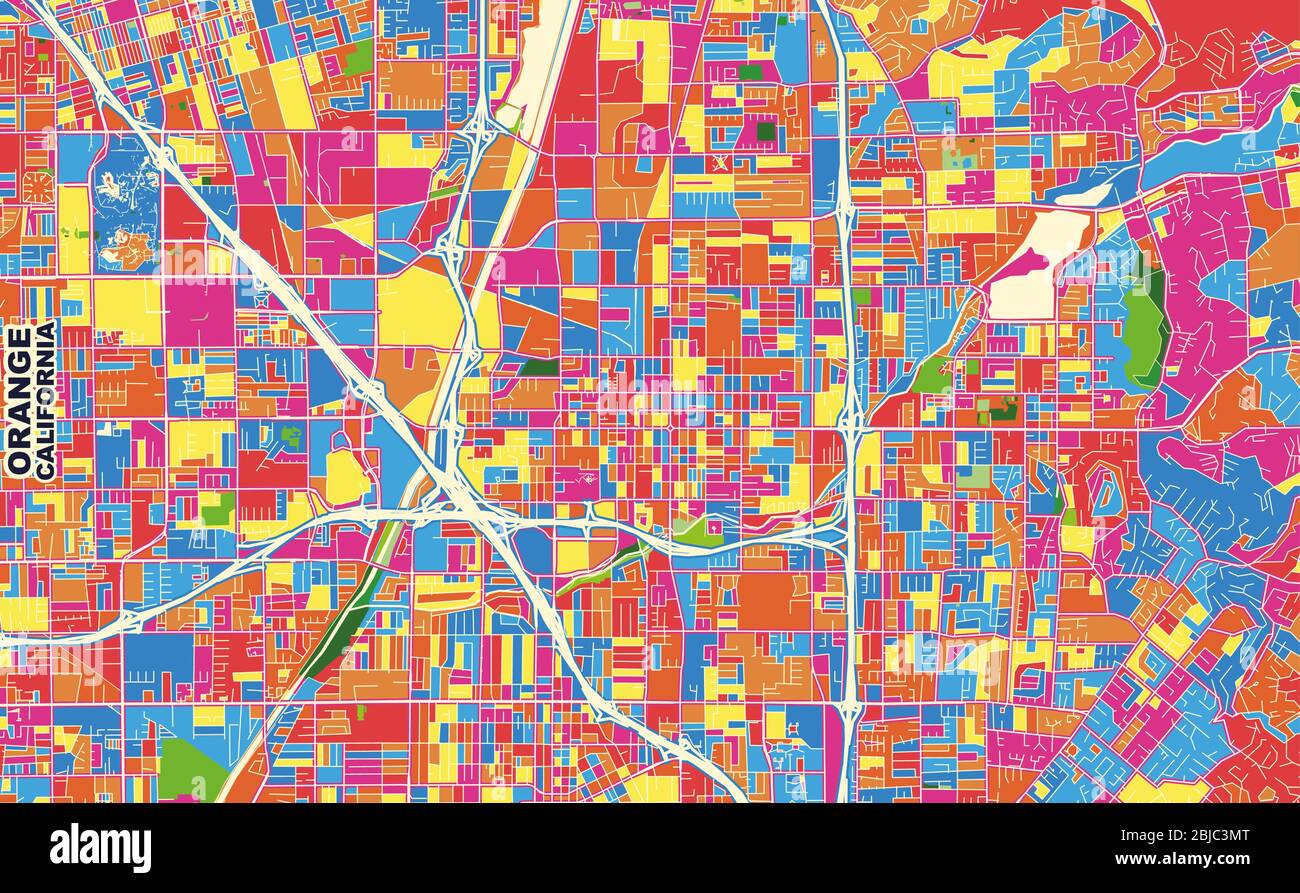 Colorful vector map of Orange, California, USA. Art Map template for ...