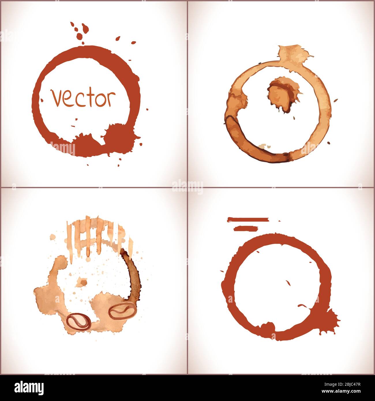 Coffee stain set. Vector coffee cup stains isolated on white Stock ...