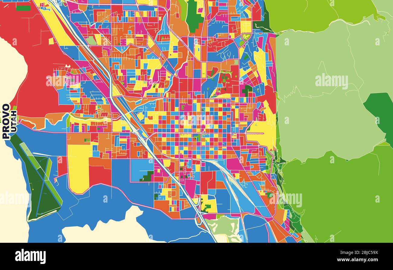 Provo City Zoning Map Colorful Vector Map Of Provo, Utah, Usa. Art Map Template For Selfprinting  Wall Art In Landscape Format Stock Vector Image & Art - Alamy