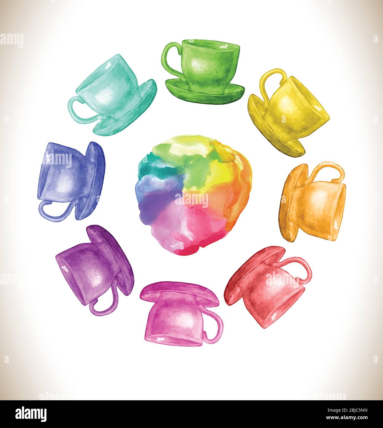 Hand drawn illustration. Abstract watercolor rainbow gradient background. Stock Vector