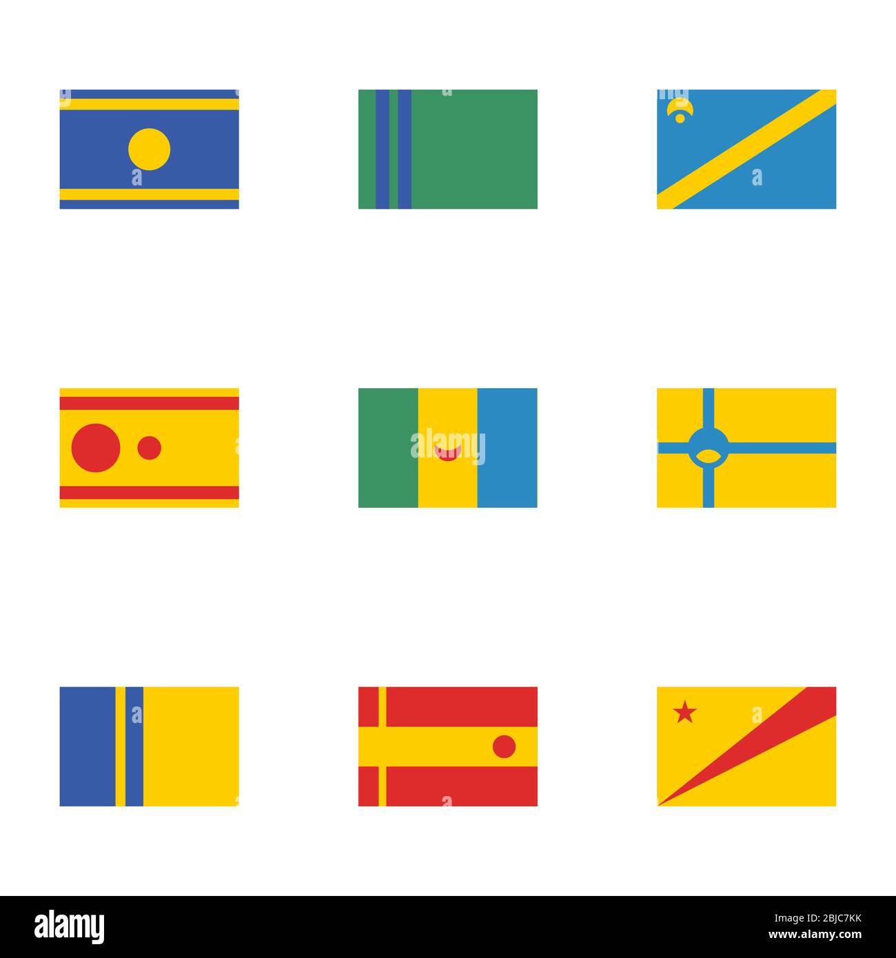 Set of fictional flags. World fantasy flags for fiction. Unrealistic made up flags Stock Vector
