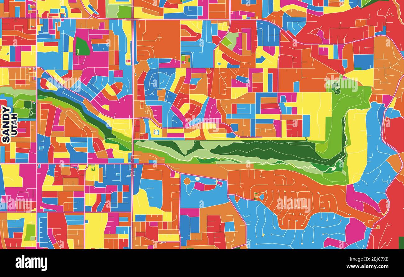 Colorful vector map of Sandy, Utah, USA. Art Map template for