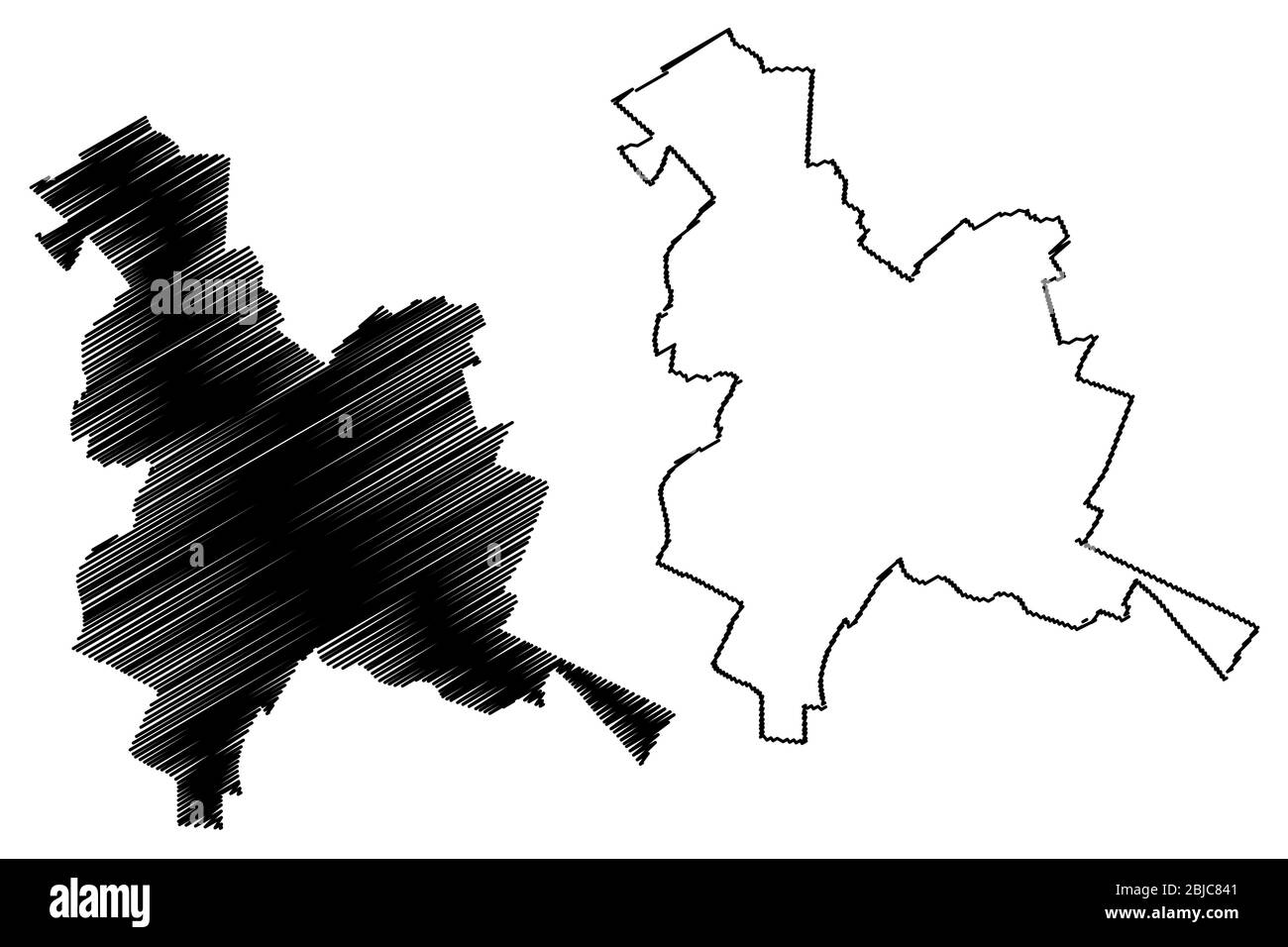 Reims City (French Republic, France) map vector illustration, scribble ...