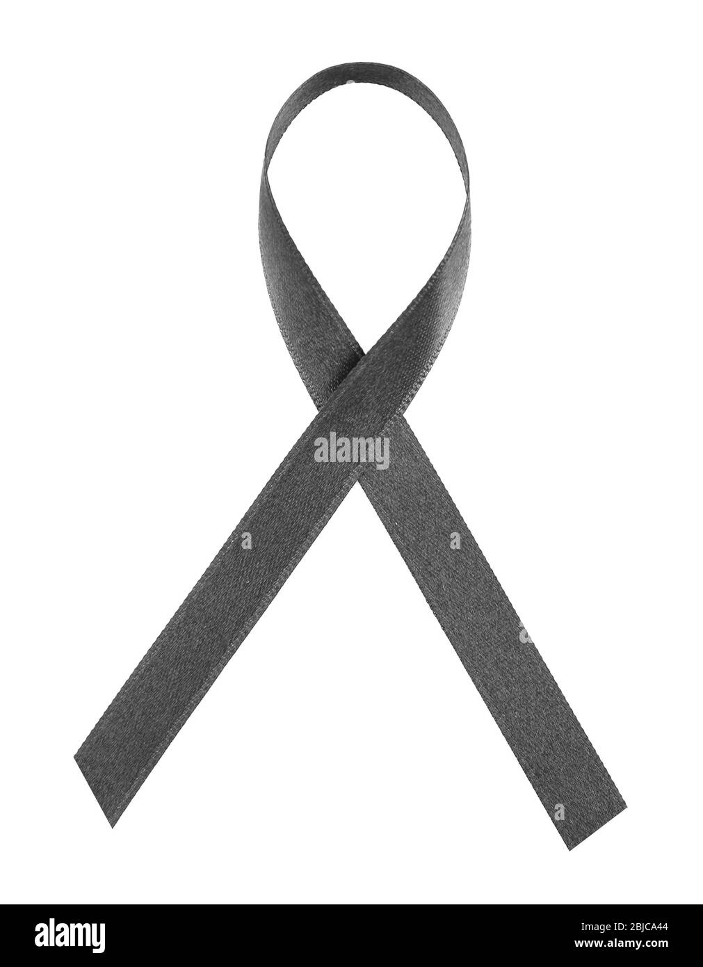 Black ribbon on white background. Melanoma and mourning concept Stock ...