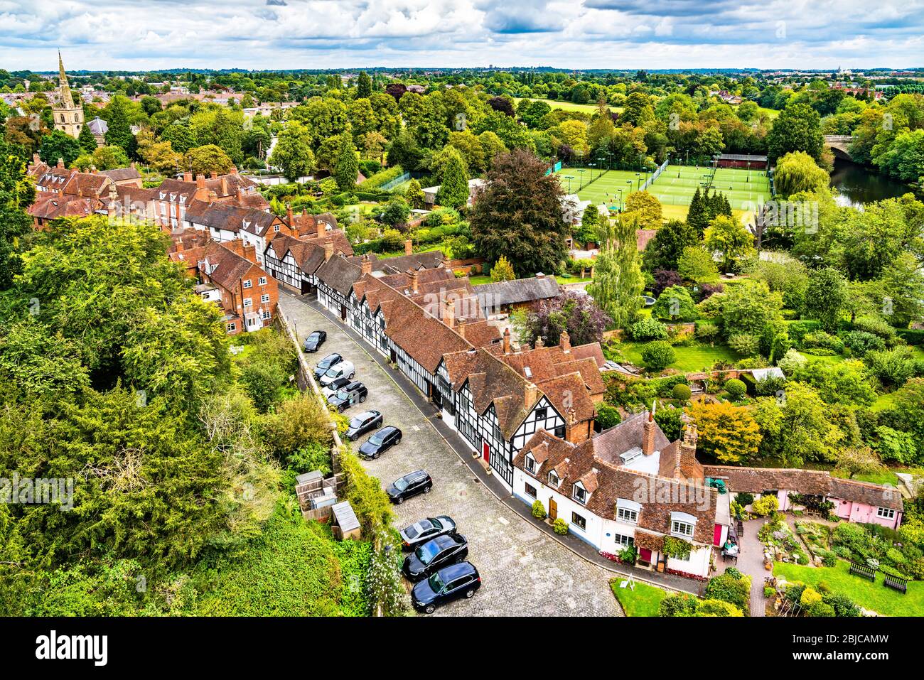 Aerial view of Warwick in England Stock Photo