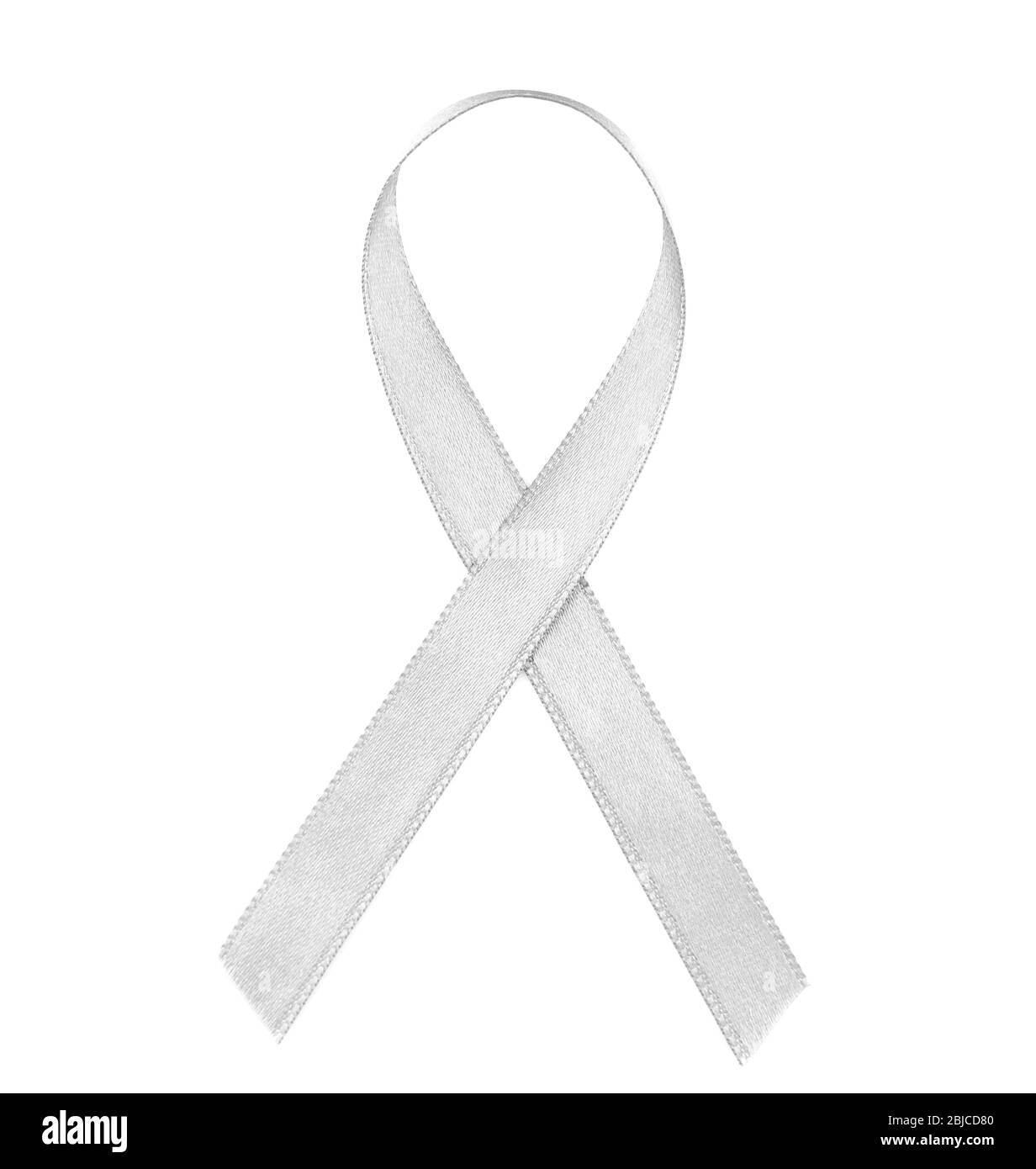 Grey ribbon isolated on white. Brain cancer, diabetes, asthma concept Stock Photo
