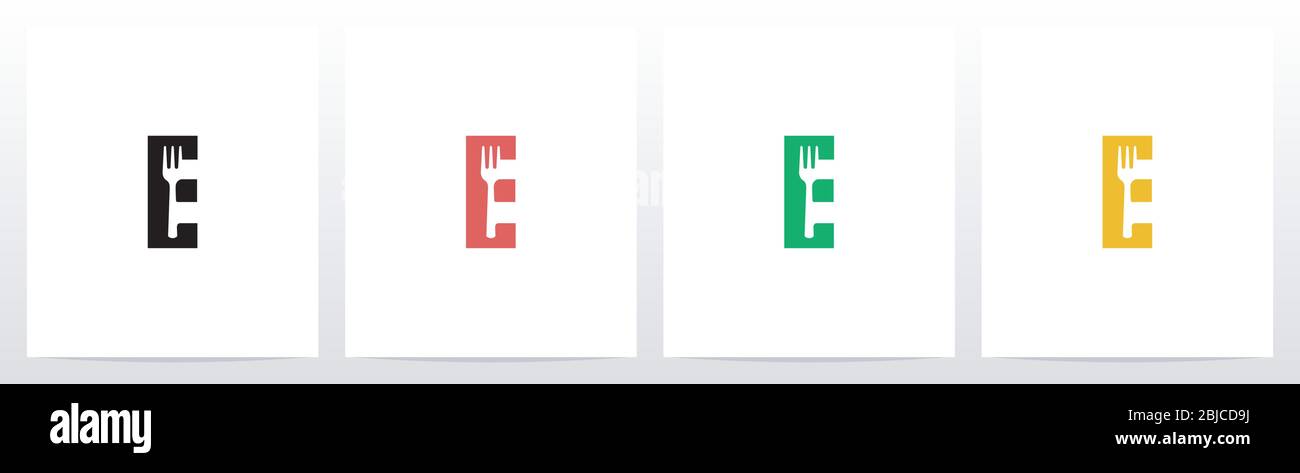 Fork On Letter Logo Design E Stock Vector