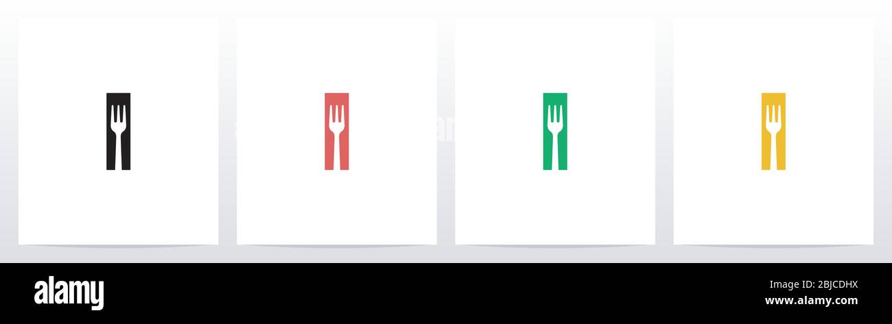 Fork On Letter Logo Design I Stock Vector