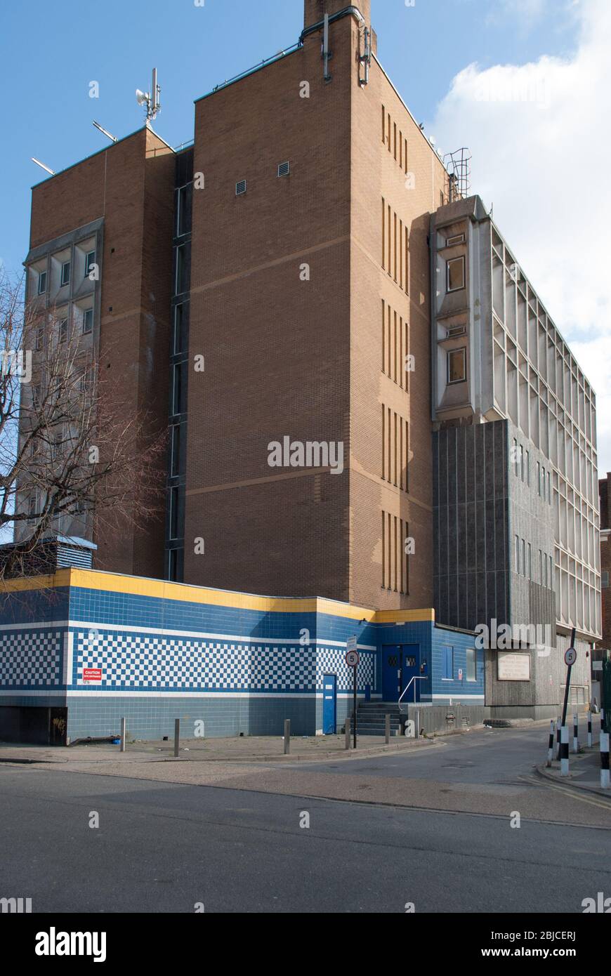 Blue & Yellow Mosaic Tiled Wall Squares Geometric Tiles Concrete