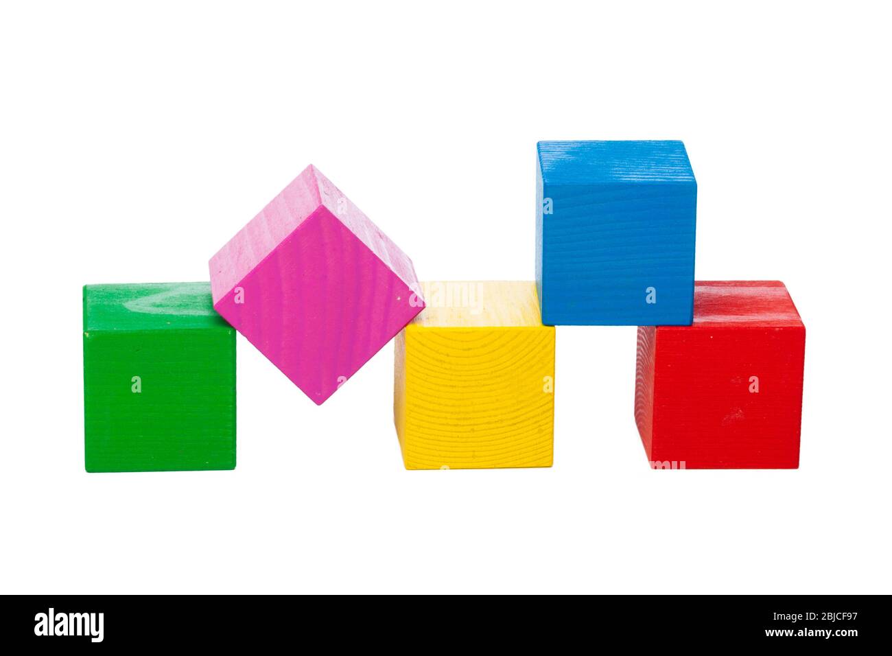 Wooden building blocks isolated on white background Stock Photo - Alamy