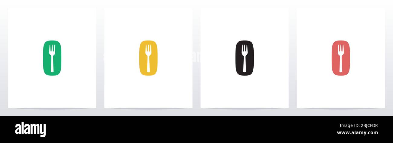 Fork On Letter Logo Design O Stock Vector