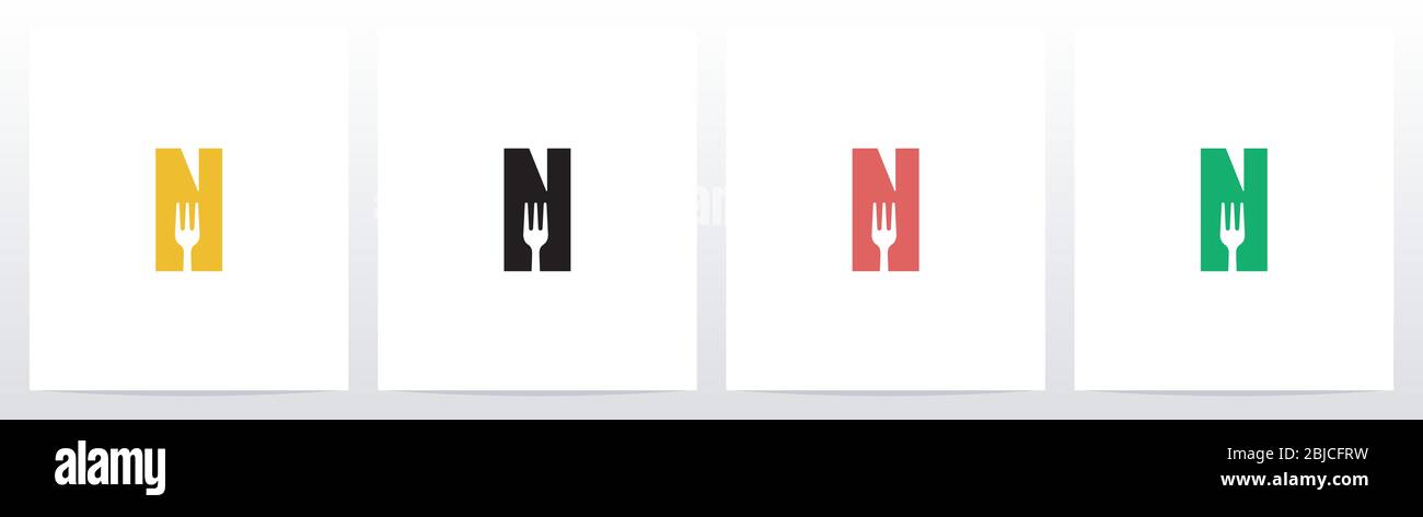 Fork On Letter Logo Design N Stock Vector