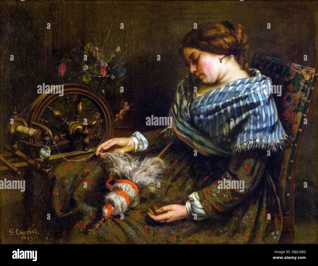 Gustave Courbet, The Sleeping Spinner, painting, 1853 Stock Photo