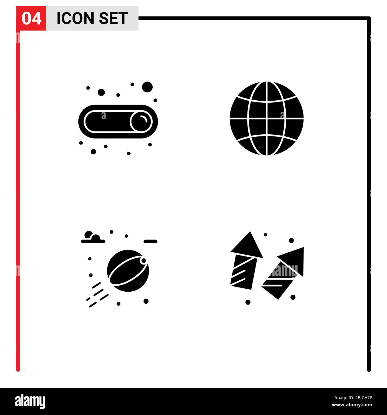 Universal Icon Symbols Group of 4 Modern Solid Glyphs of on, water, globe, web, celebrate Editable Vector Design Elements Stock Vector