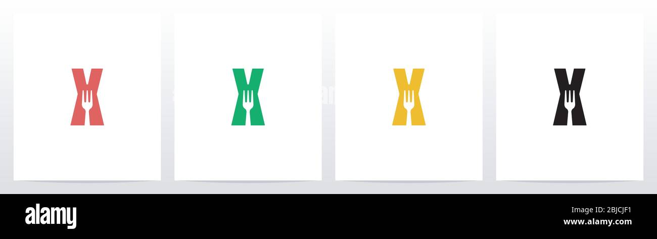 Fork On Letter Logo Design X Stock Vector