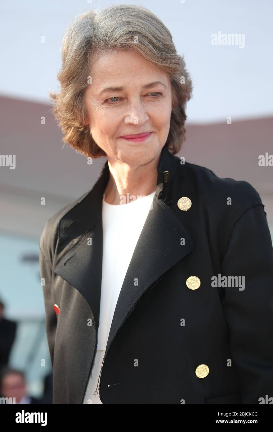 VENICE, ITALY - SEPTEMBER 08: Charlotte Rampling walks the red carpet ahead of the 'Hannah' screening during the 74th Venice Film Festival Stock Photo