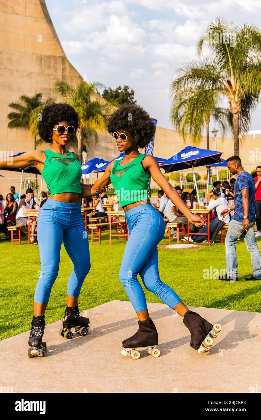 Johannesburg, South Africa September 11, 2015 Two African girls with Afro hair styles on
