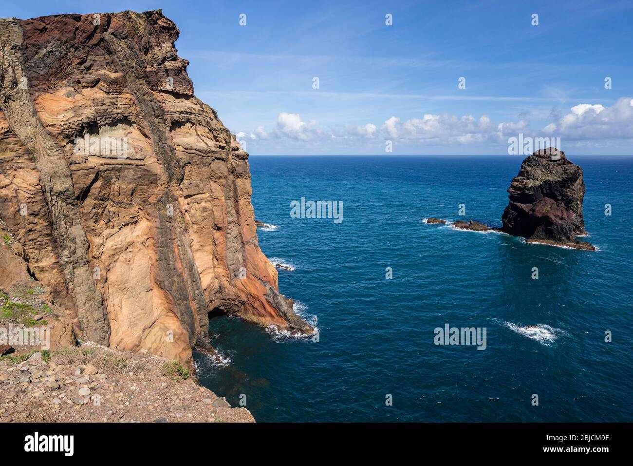 volcanic rock in the water at Sao Lourenco; Madeira Stock Photo