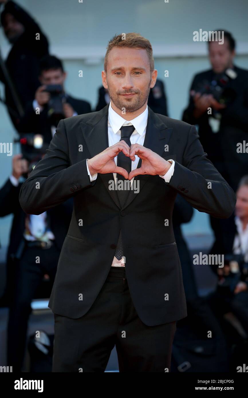 VENICE, ITALY - SEPTEMBER 08: Matthias Schoenaerts walk the red carpet of the 'Racer And The Jailbird' screening during the 74th Venice Film Festival Stock Photo