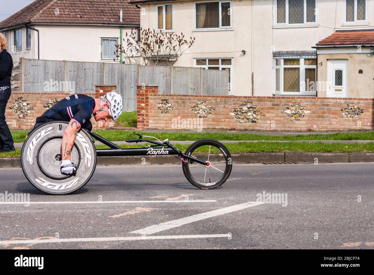 Wheelchair competitor in the Reading Half Marathon 2011, Reading, Berkshire, England, GB, UK Stock Photo