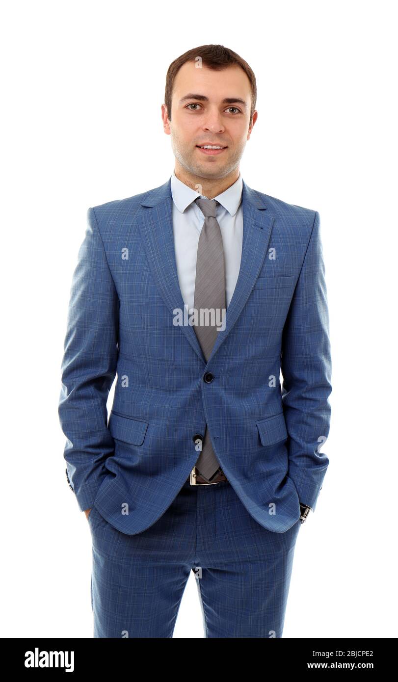 Confident handsome businessman on white background Stock Photo - Alamy