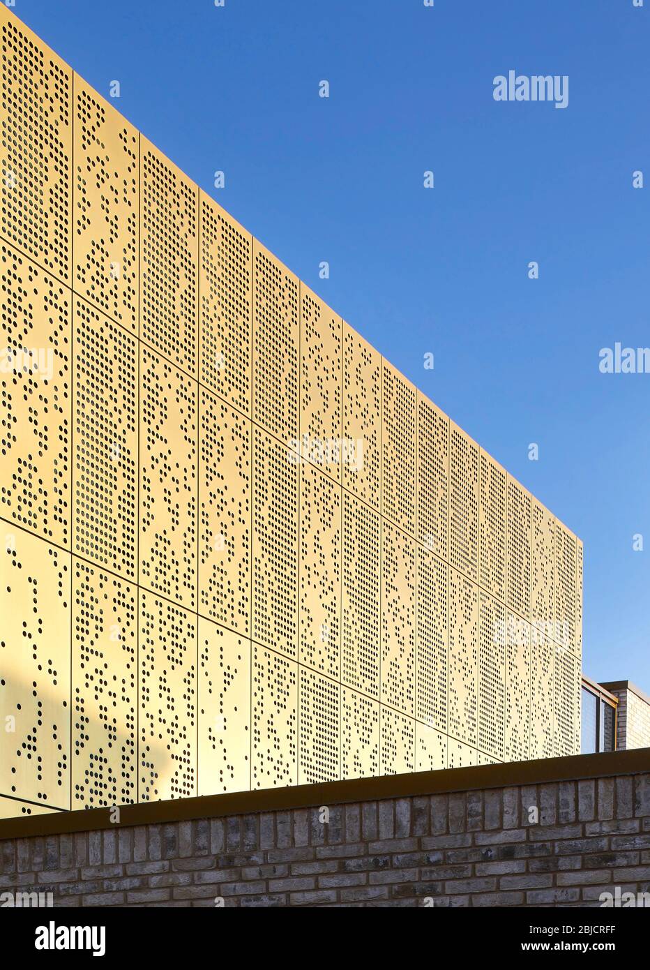 Detail of metal cladding. Mulberry Park Community Hub, Bath, United