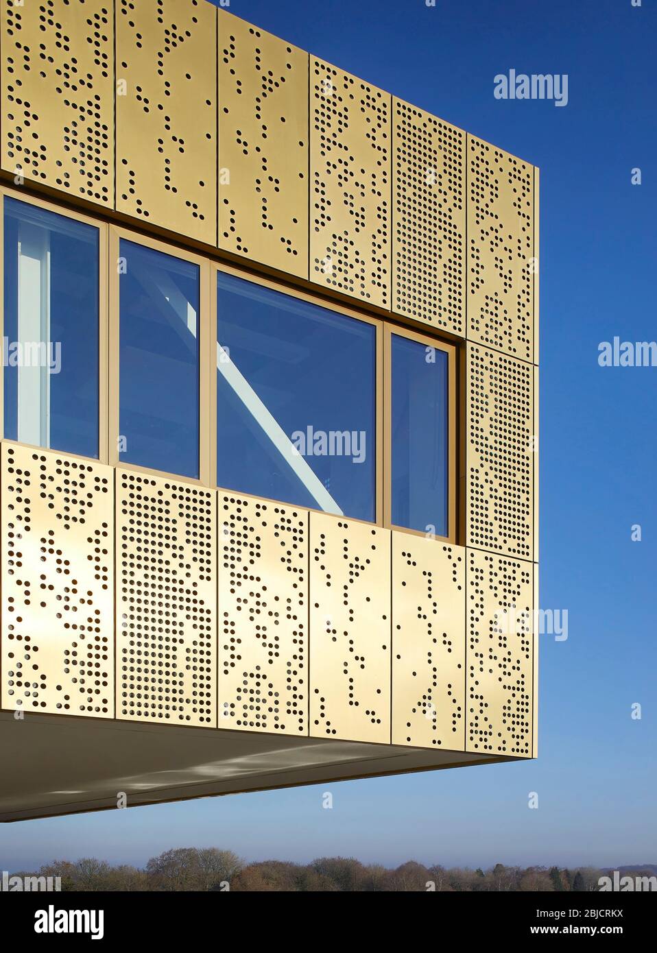 Detail of perforated cladding. Mulberry Park Community Hub, Bath ...