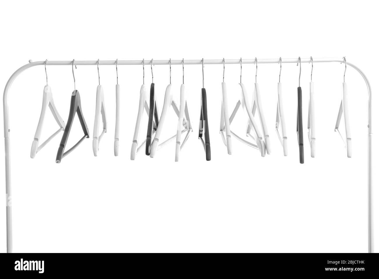Modern hangers on white wall background Stock Photo