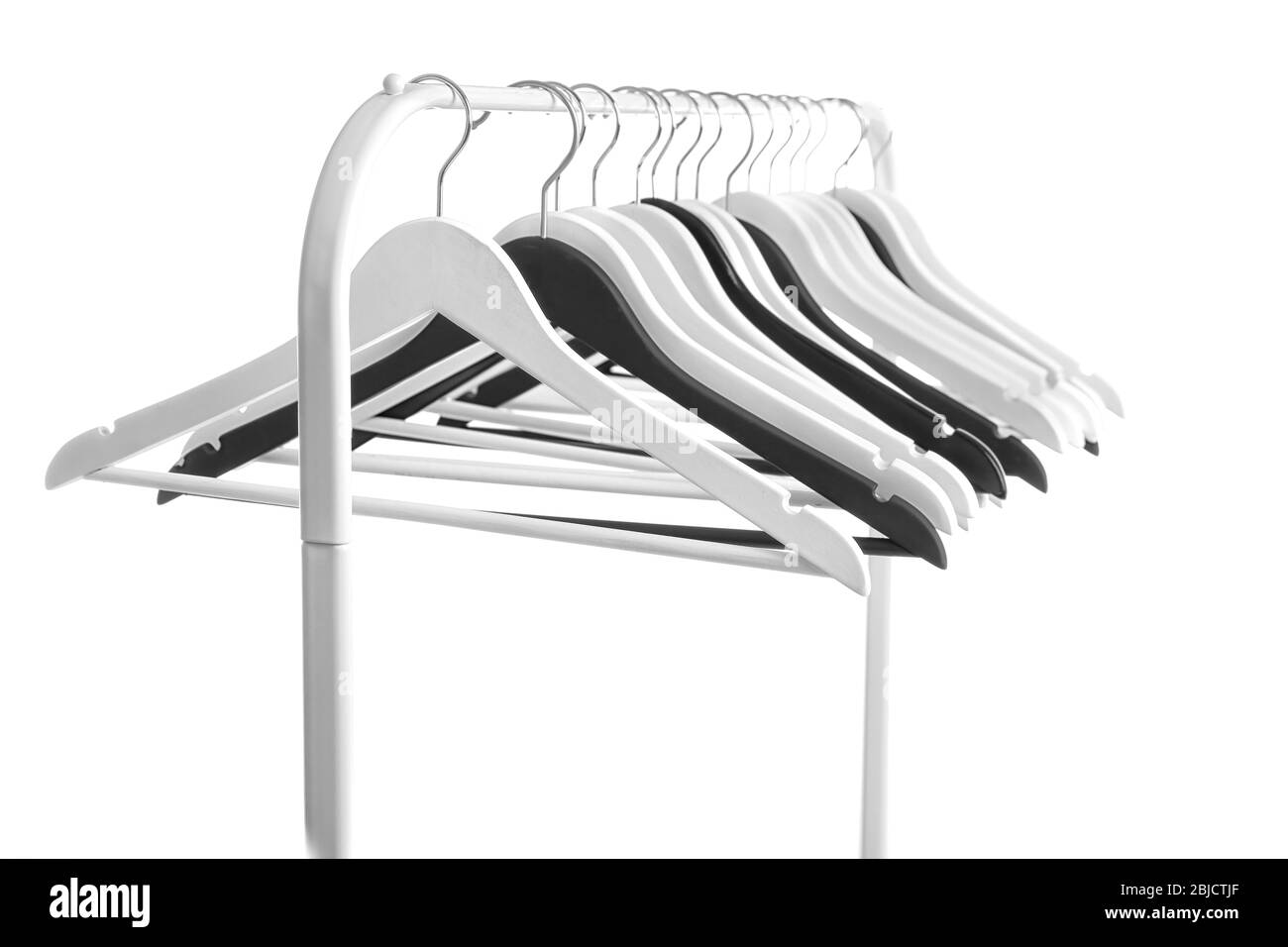 Modern hangers on white wall background Stock Photo