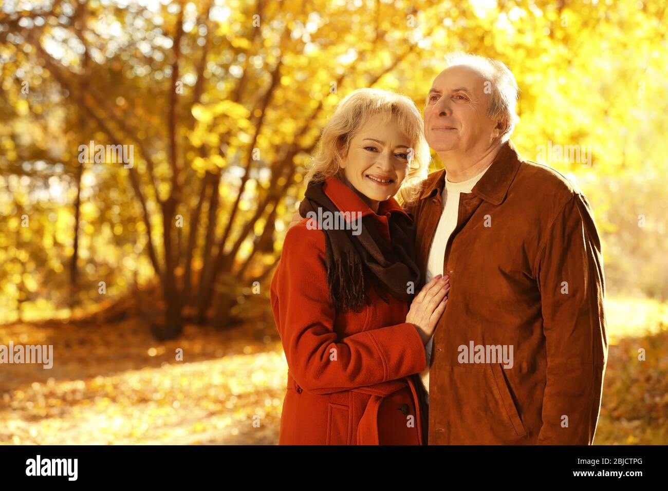 Lovely mature couple in autumn park Stock Photo - Alamy