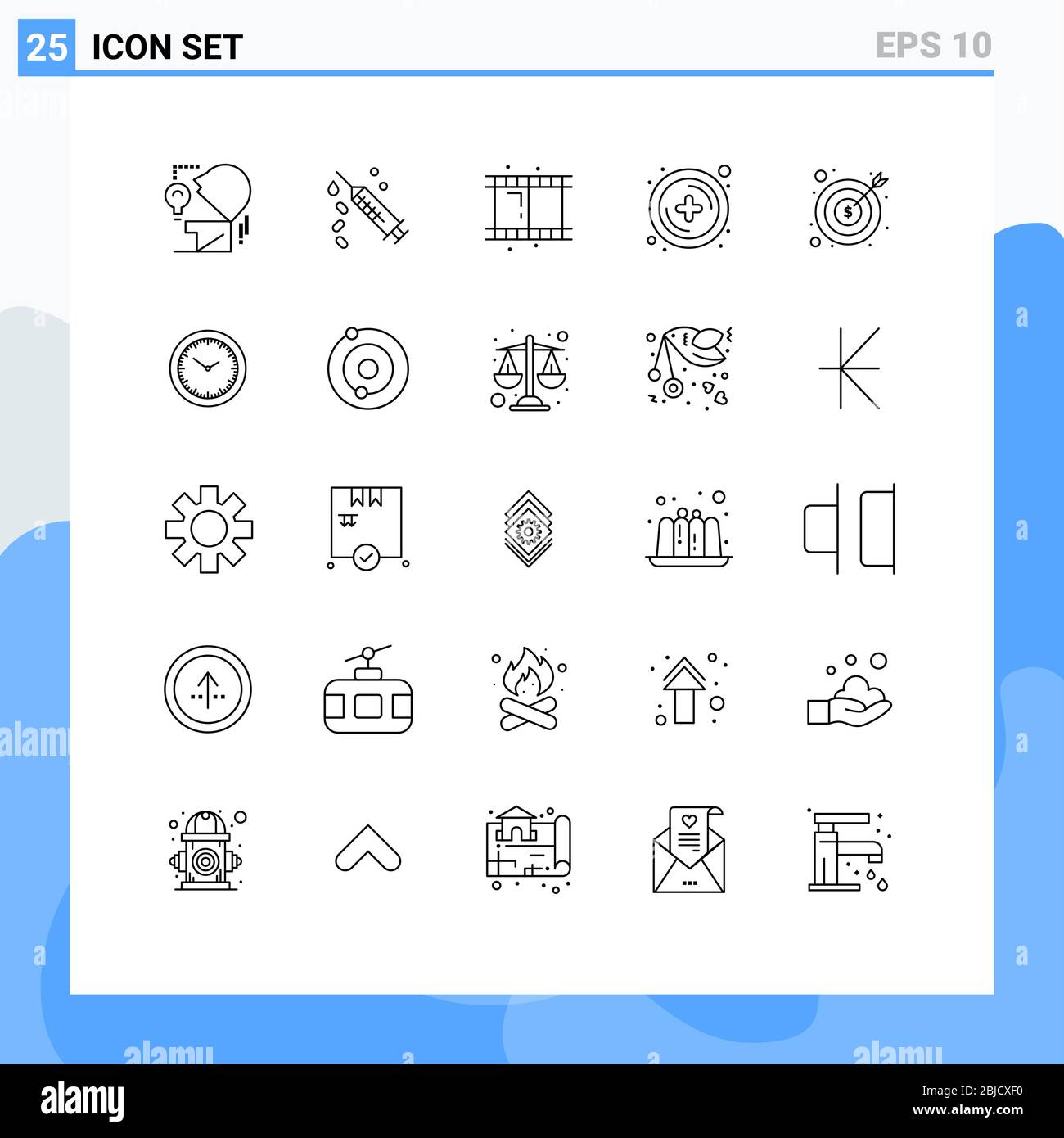 25 Creative Icons Modern Signs and Symbols of finance, business, film, banking, new Editable Vector Design Elements Stock Vector