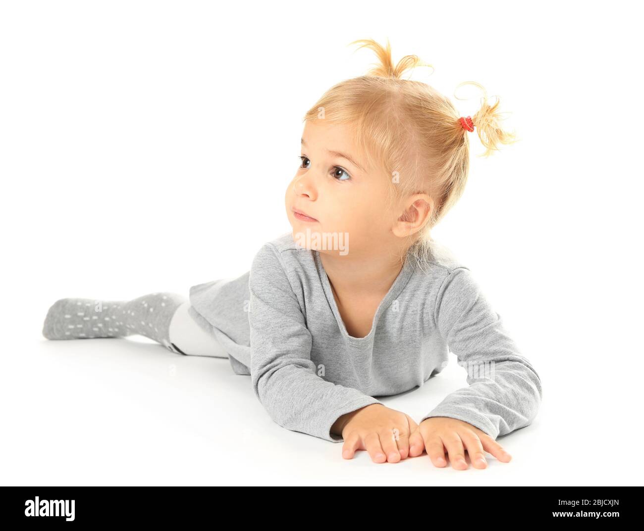 Adorable little girl isolated on white Stock Photo - Alamy